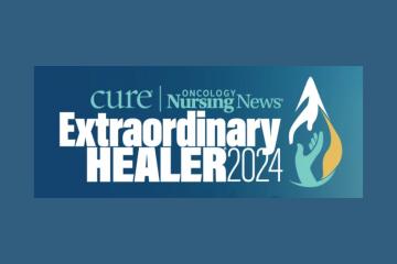 A logo of two hands within a drop of water | Cure, Oncology Nursing News Extraordinary Healer 2024