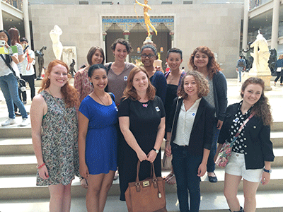 Professor Heather Hole and students at the Metropolitan Museum of Art