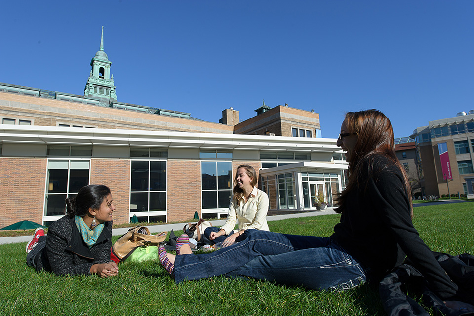 Students sitting on the quad