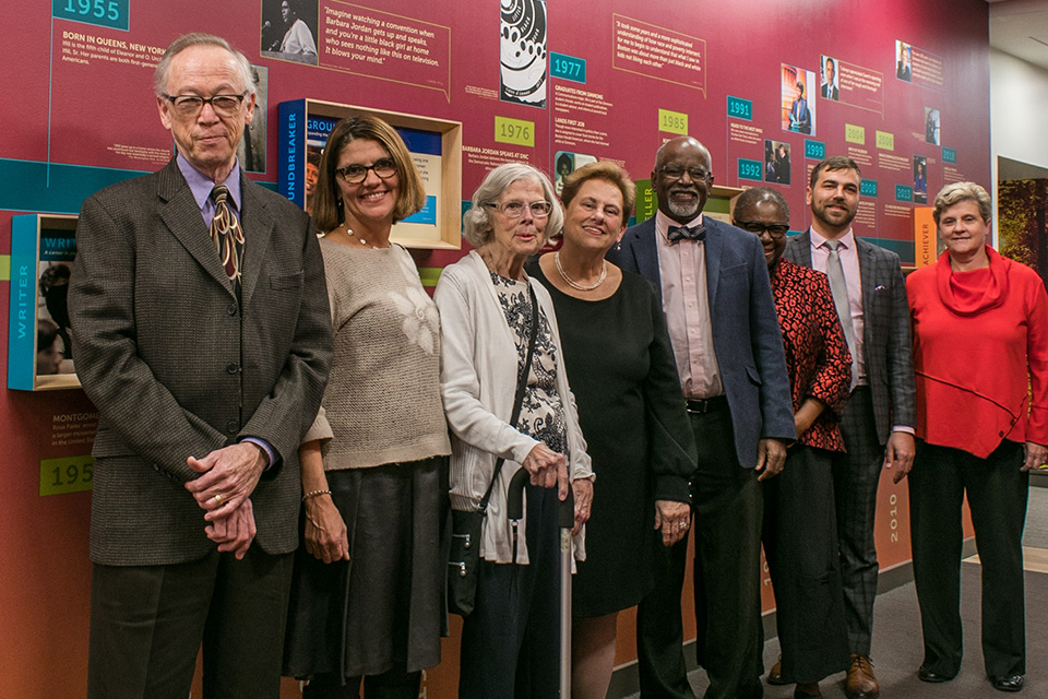 Professor Lowry Pei, Joanna Poole, '86, Janet Poole, President Drinan, Bert Ifill, Professor Janie Ward, Dean Brian Norman, Gisele Becker Ifill