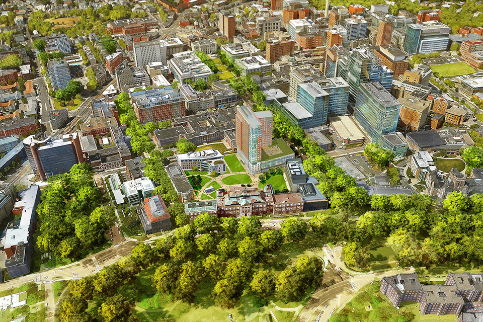 A rendering of the Simmons University campus