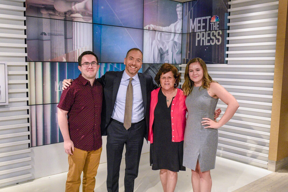 Abby Vervaeke with her family members and Chuck Todd.