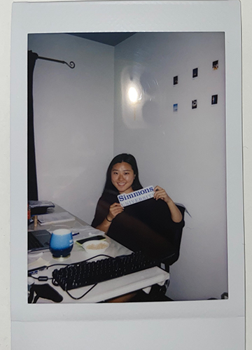 Janet Yi at her computer on her first day of virtual classes.