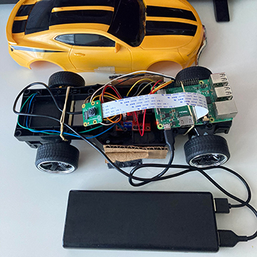 Raspberry Pi car built by Eliana Lopez