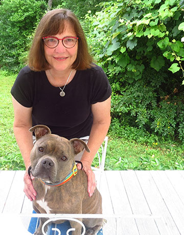 Terri Bright with her dog, Ribbon.