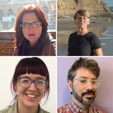 Department of Art and Music Professors, From top left: Colleen Kiely, Edie Bresler, Helen Popinchalk, Michael Zachary