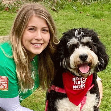 Photo of Samantha Rose ’23 with dog