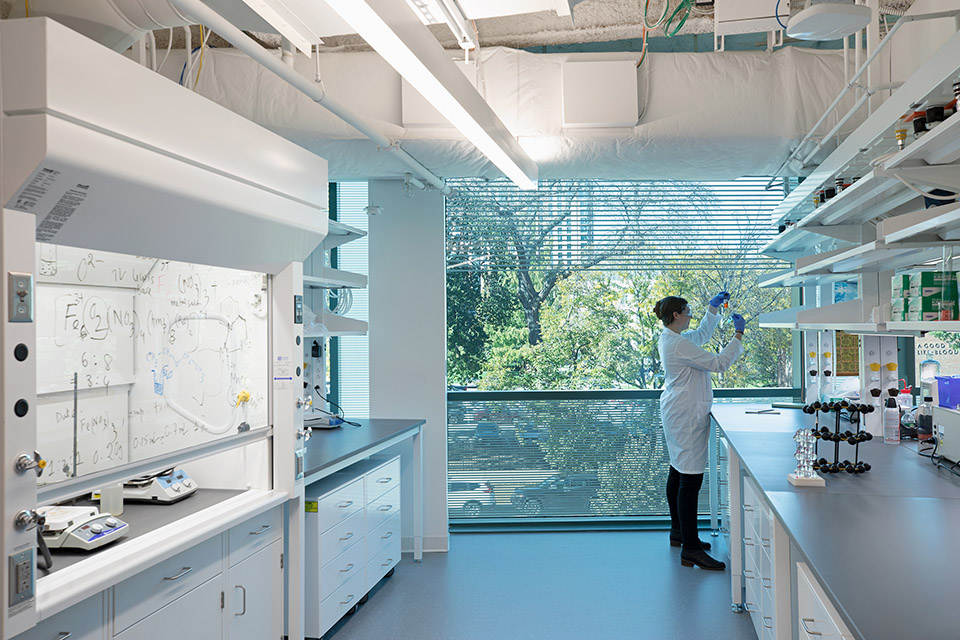 Student Working in Science Center Biology lab