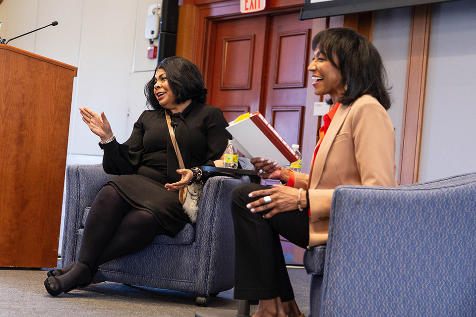 April Ryan with moderator NBC News' Chief Education Correspondent Rehema Ellis '74, '00HD