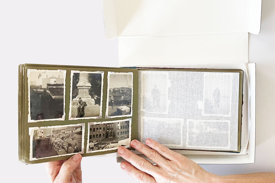 Archiving sample of photographs in a book