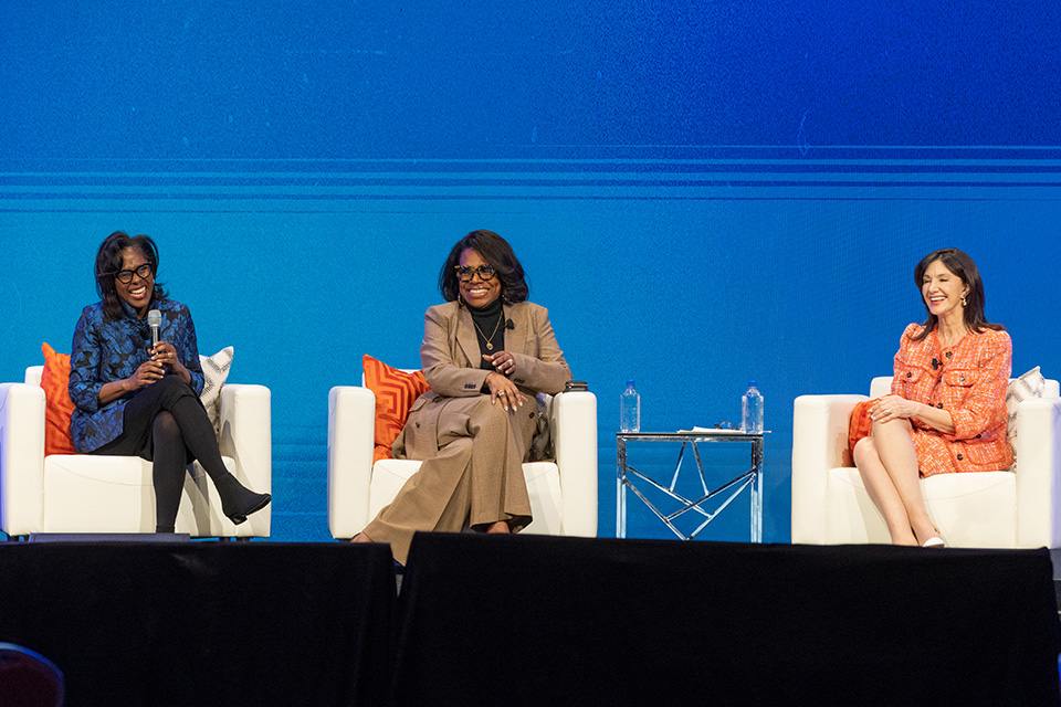 President Lynn Perry Wooten, Sheryl Lee Ralph, and Joyce Kulhawik