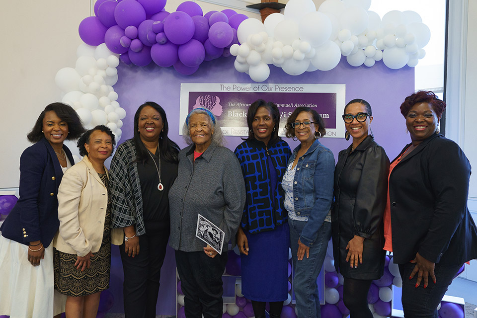 Group of Alum and President Wooten at Black Alumnae/i Symposium 2023