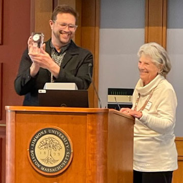 Photo of Jason Wood receiving the Priscilla McKee Award