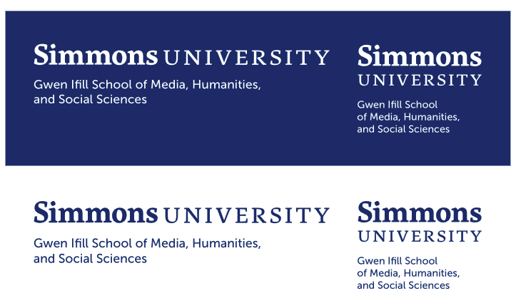 Logo lockups for the Gwen Ifill School of Media, Humanities, and Social Sciences