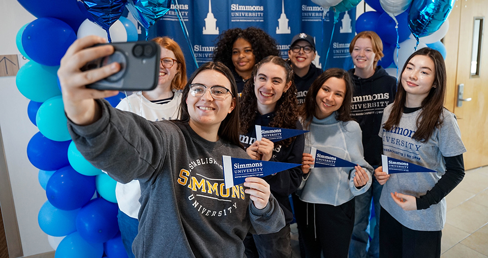 Students posing together for a seflie