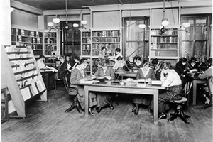 Archive Photo of Students at Simmons Library