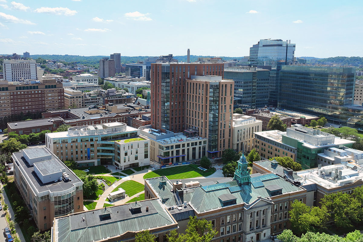 An aerial photo of the Simmons University campus in June, 2026