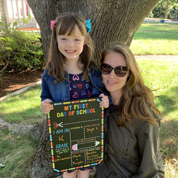 First day of school with Carey Zigouras and daughter