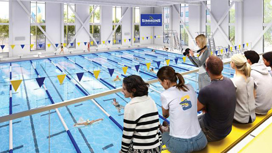 Artist rendering the pool area in the Living and Learning Center.
