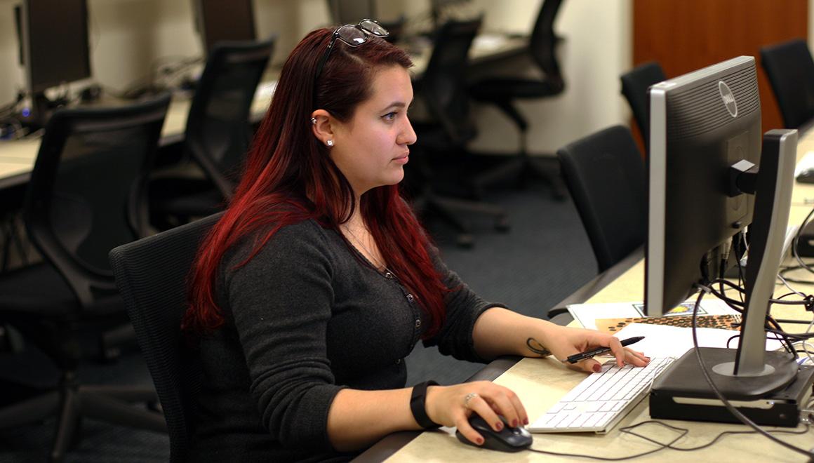 Student working at a computer