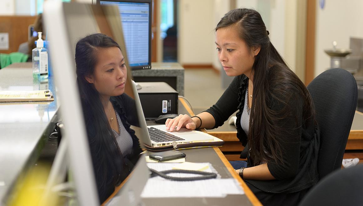 Student sitting at a computer