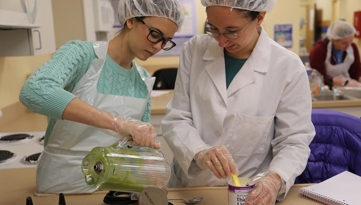 Students working in a food lab