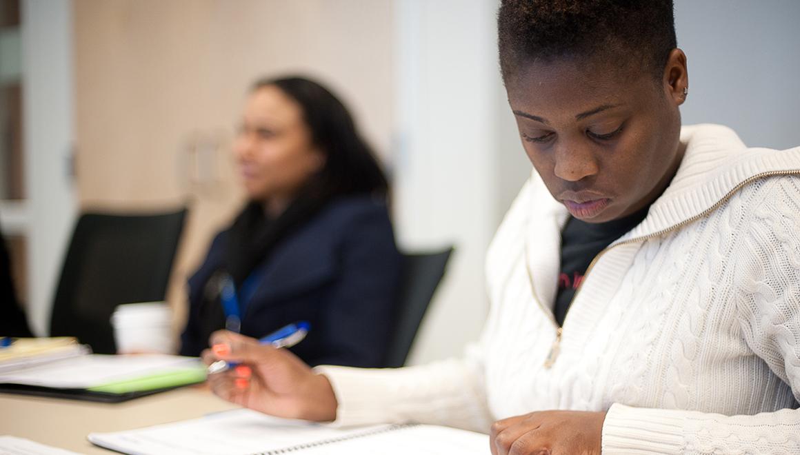 Students studying in class