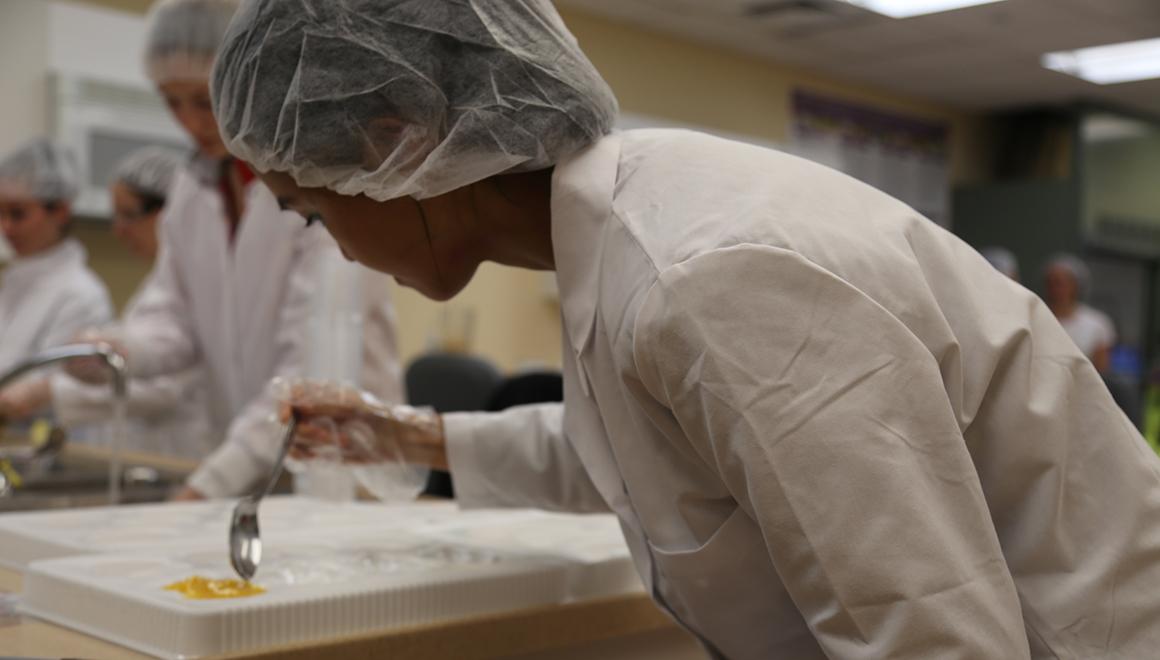 Student in a food lab