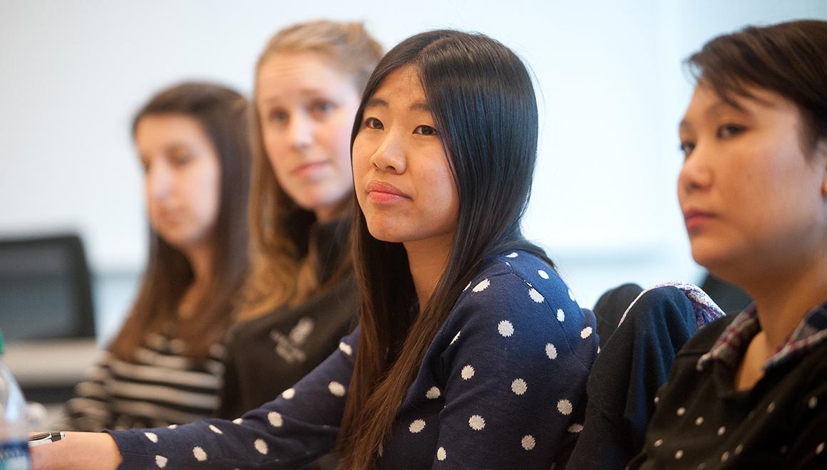 Students listening to a lecture in a classroom