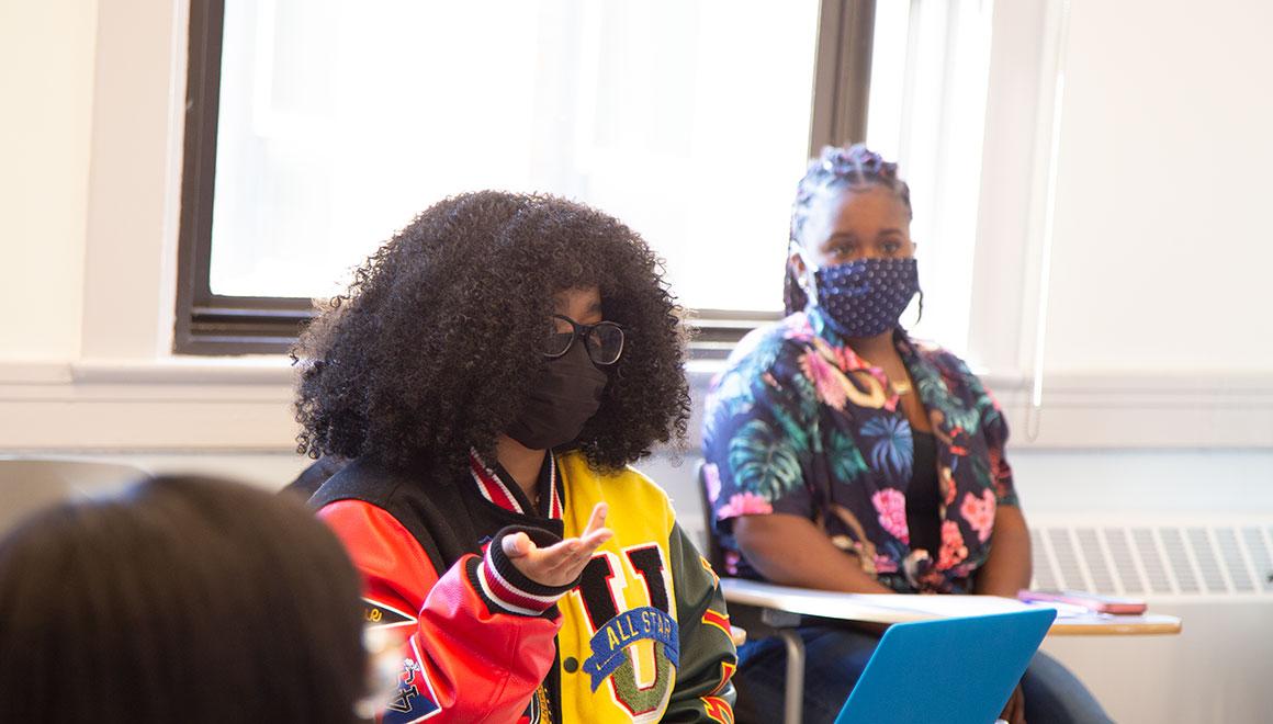 Students sitting in an Africana Studies class at Simmons University