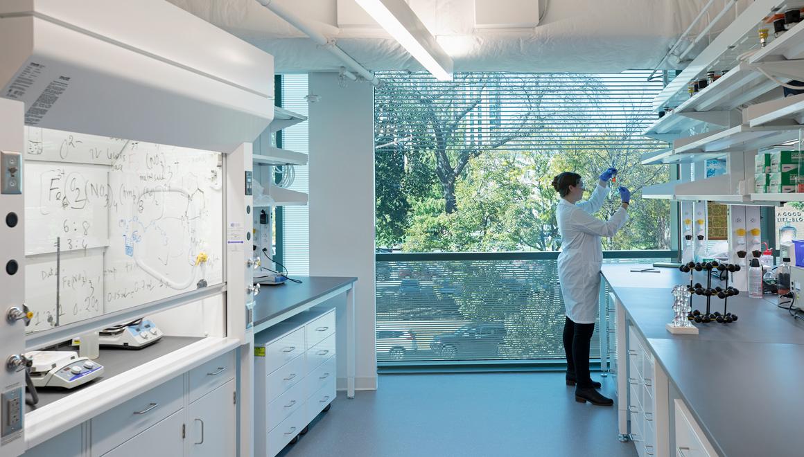 Student in a science lab