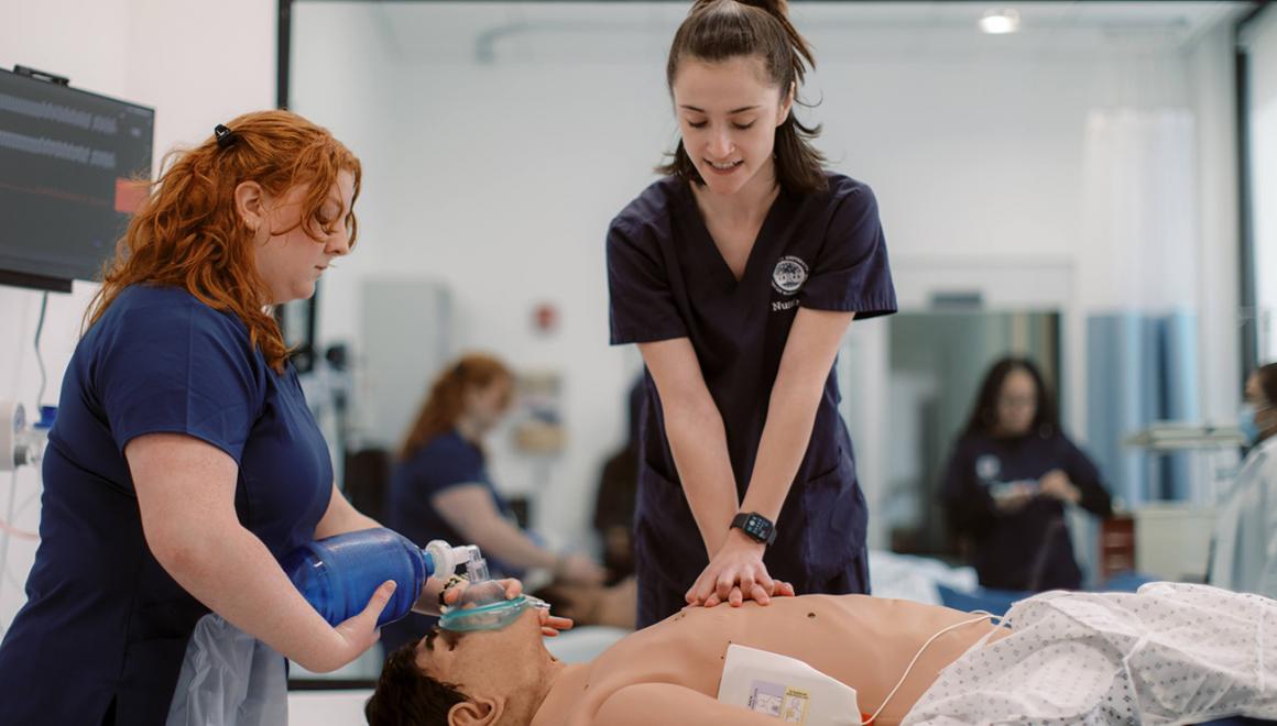 Nursing students practicing CPR