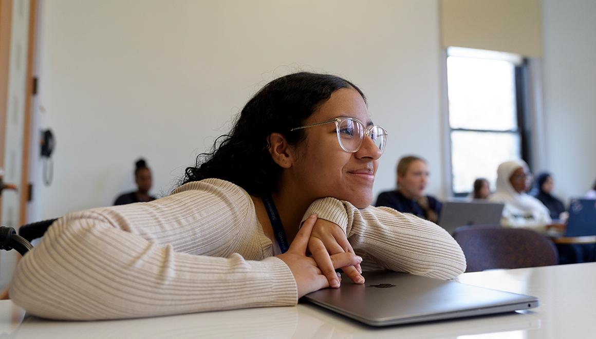 Student in public health class