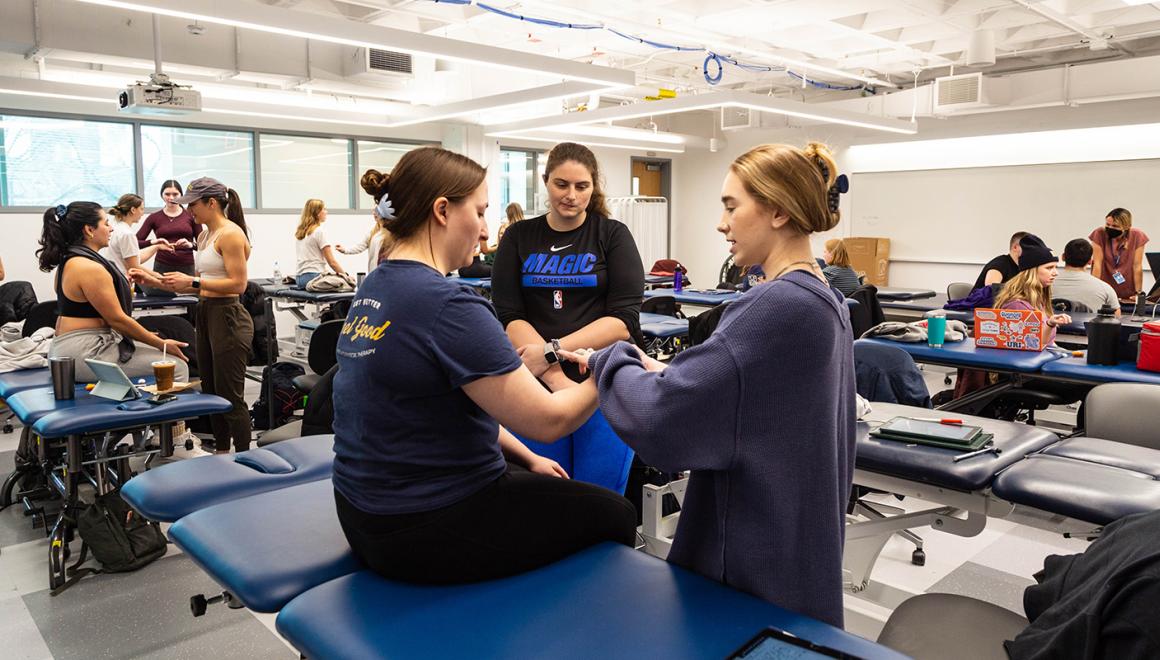Physical therapy students in lab