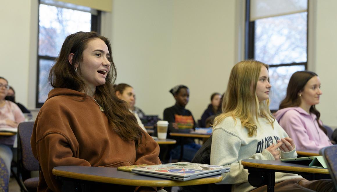 Students gathered in a classroom setting.