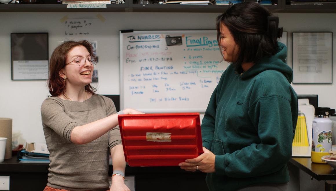 Students working in photography classroom