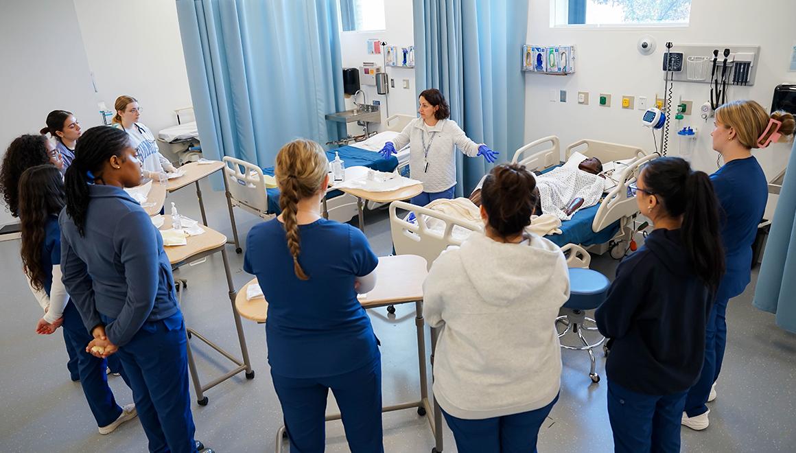 Nursing students in lab