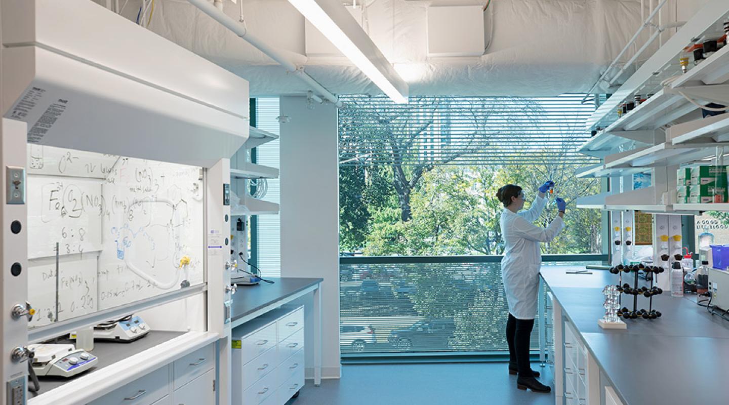 Student Working in Science Center Biology lab