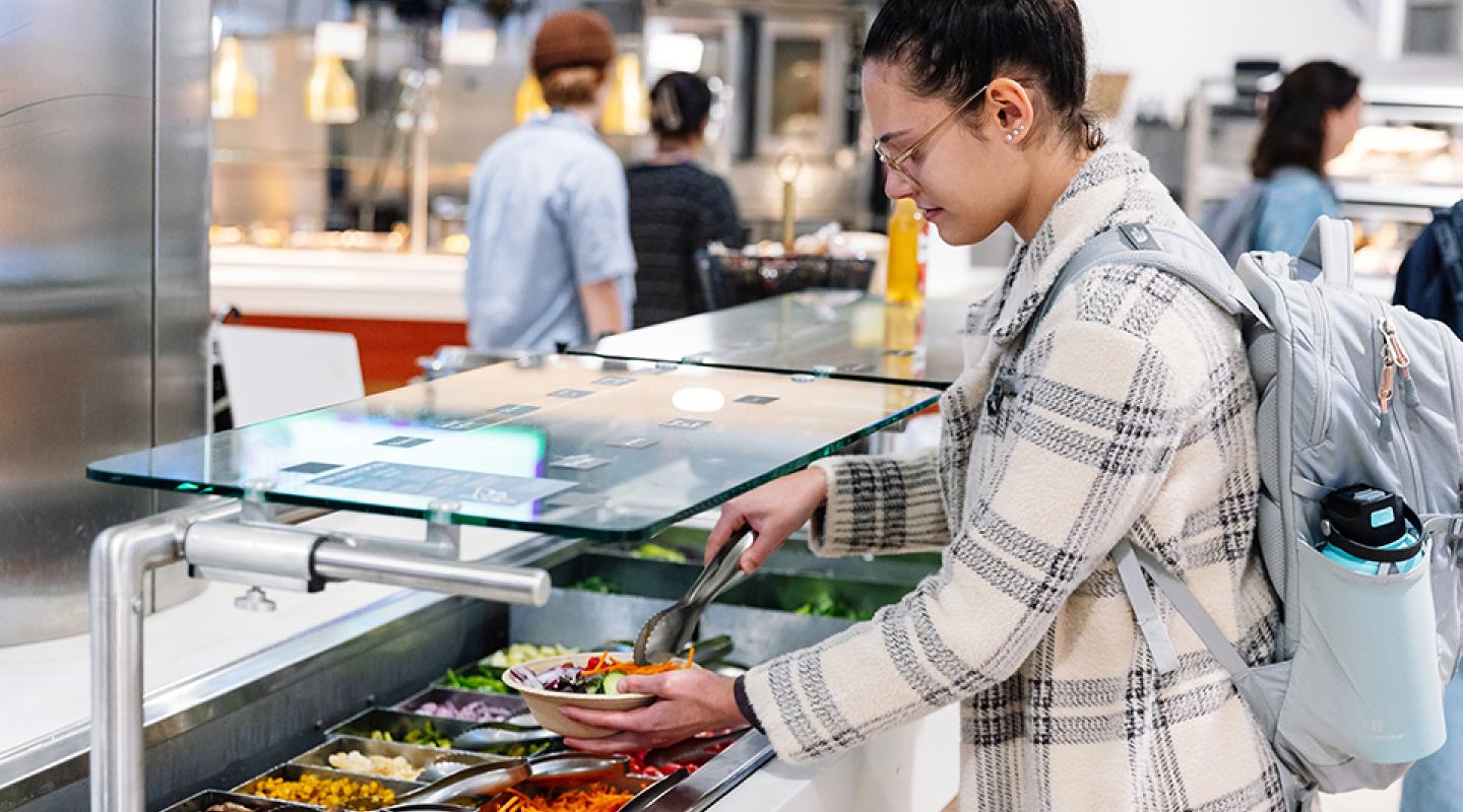 Student at salad bar