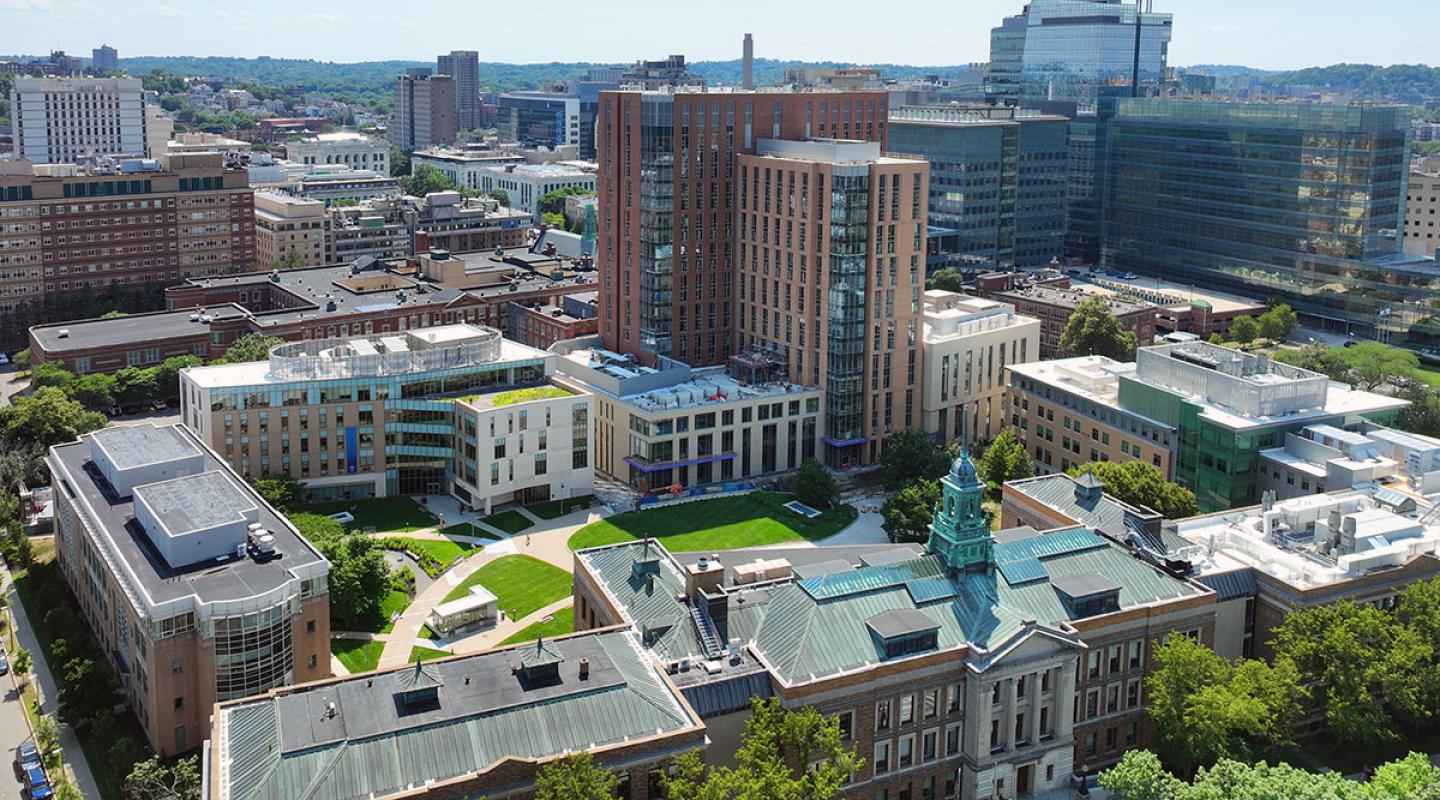 An aerial photo of the Simmons University campus in June, 2026