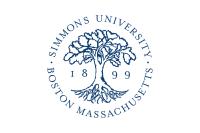 The Simmons University Seal in blue on a white background