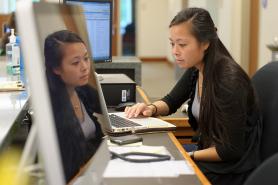 Student sitting at a computer