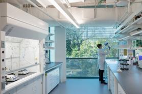 Student Working in Science Center Biology lab