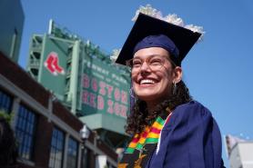 News | Commencement 2023 Student outside Fenway