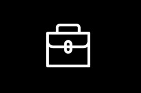 An icon depicting a briefcase on a black background