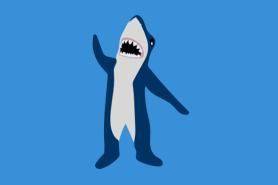 A graphic depiction of the Simmons University mascot Stormy the Shark