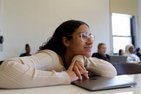 Student in public health class