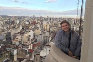 Courtney LeBlanc looking over a city while studying abroad.