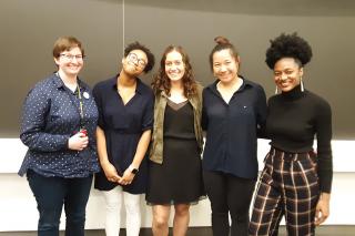 Assistant Professor Amber Stubbs, Teriyana Cohens, Michelle Medici, Peizhu Qian, and Patrice Miller.