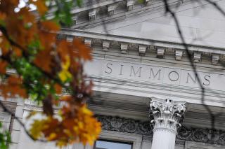 Simmons University Main College Building in the fall